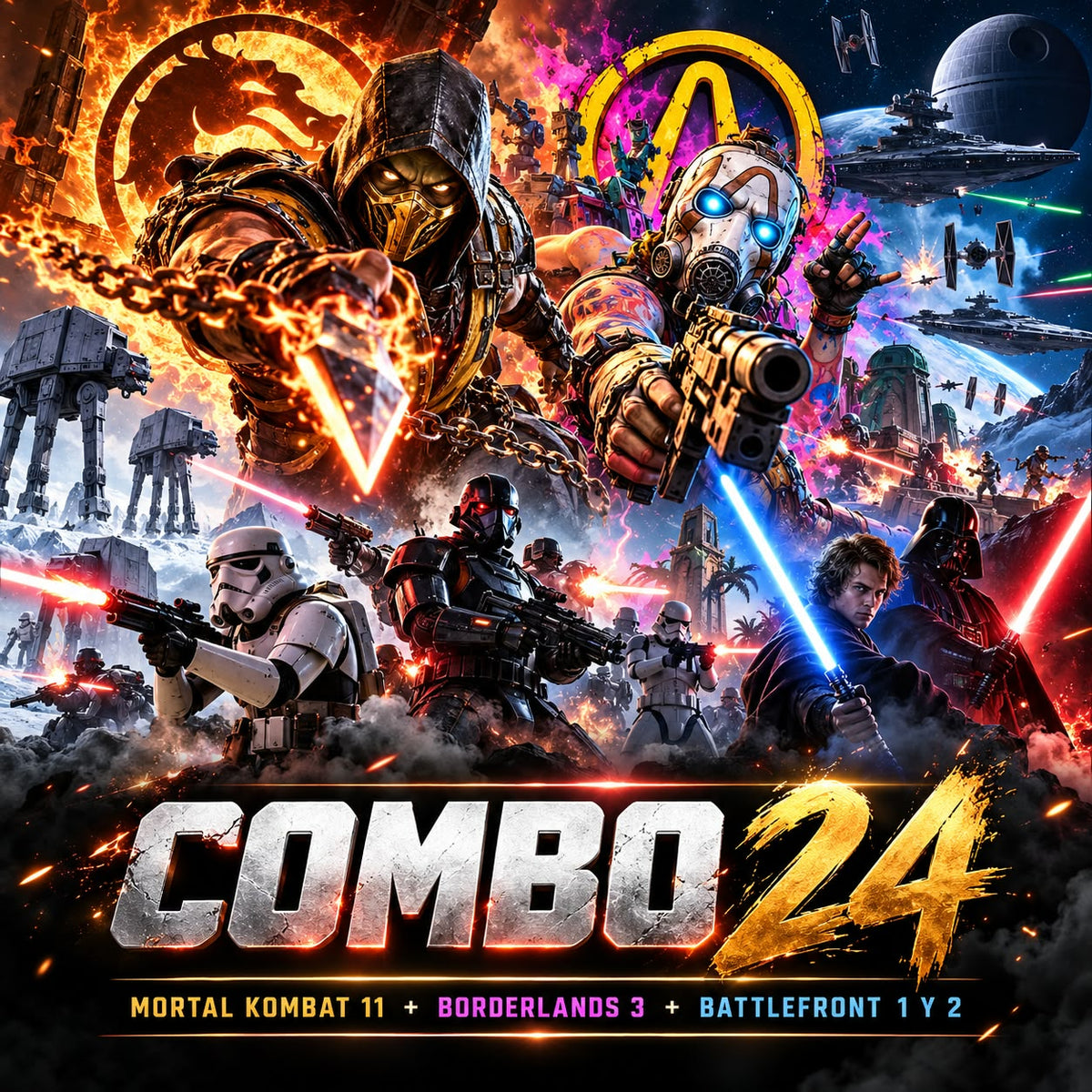 COMBO 24 Mortal Kombat 11 Ultimate + Borderlands 3 + Star Wars Battlefront I y II - GAMERLABPTY