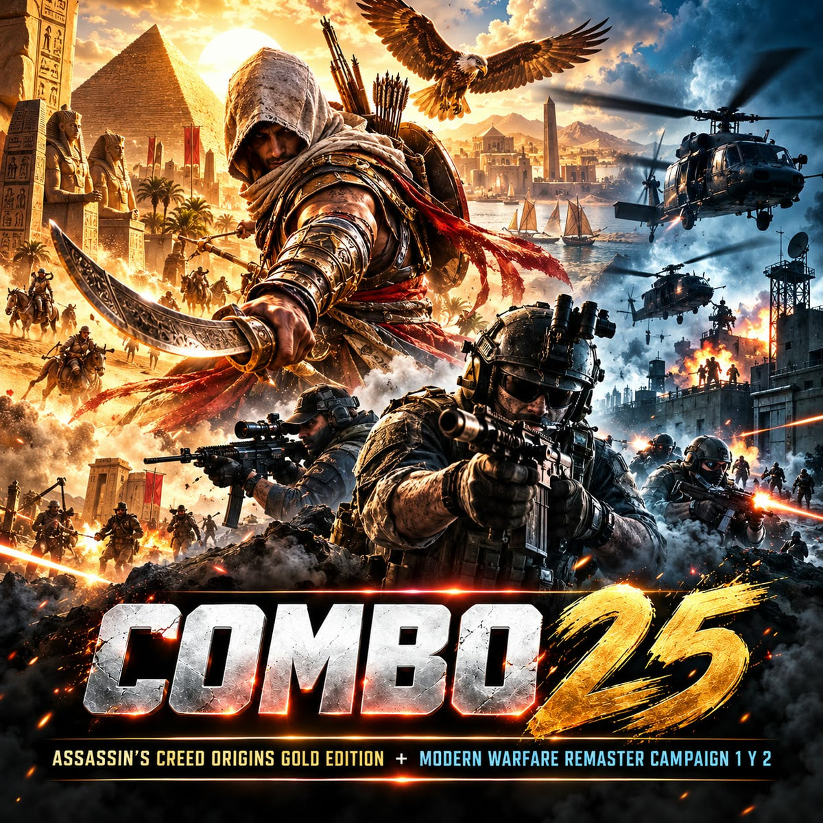 COMBO 25 Modern Warfare Remastered 1 y 2 + Assassin's Creed Origins Gold - GAMERLABPTY